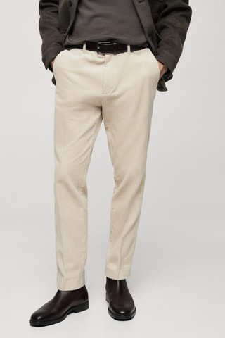 Pantalon velours côtelé regular-fit - Gris clair