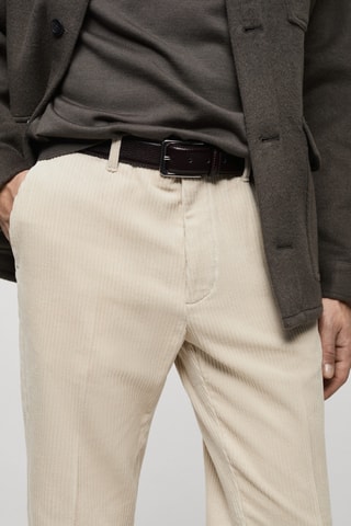 Pantalon velours côtelé regular-fit - Gris clair