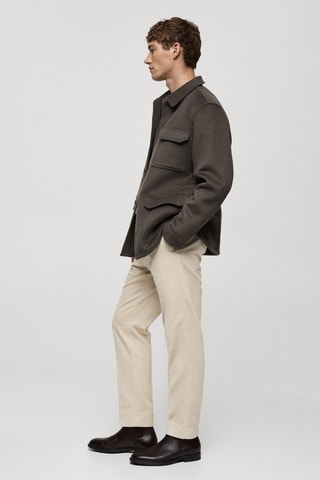 Pantalon velours côtelé regular-fit - Gris clair