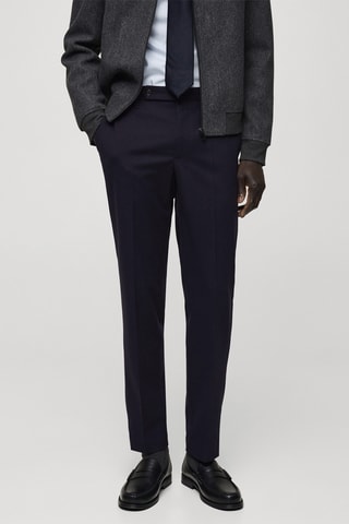 Pantalon flanelle regular-fit - Bleu marine