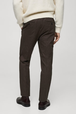 Pantalon flanelle micro pied-de-poule - Marron