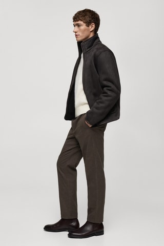 Pantalon flanelle micro pied-de-poule - Marron