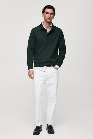 Sweat polo en coton gratté regular-fit - Vert