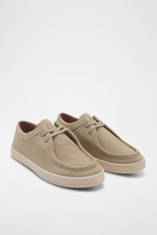 Chaussures bateau cuir suède - Beige