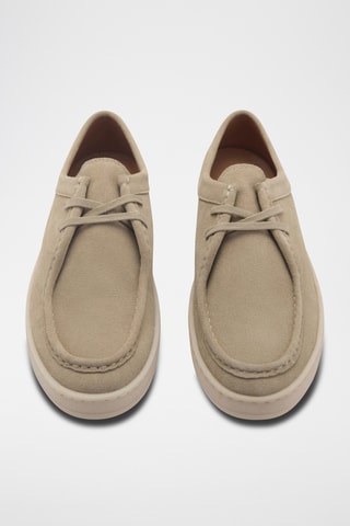 Chaussures bateau cuir suède - Beige