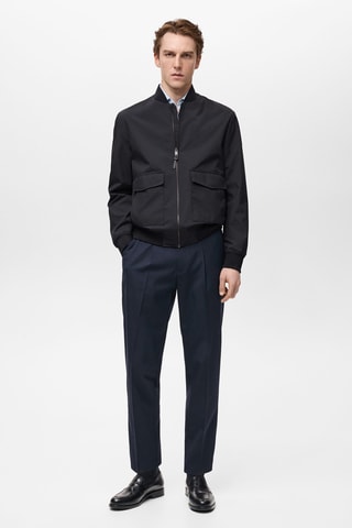 Blouson bomber résistant à l'eau poches - Bleu nuit