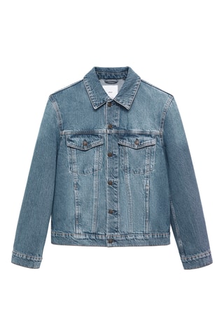 Veste en jean effet usé - Bleu marine