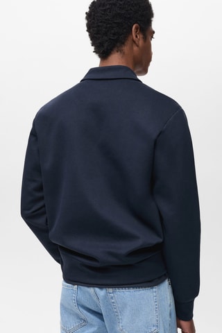 Sweat-shirt polo coton regular-fit - Bleu nuit