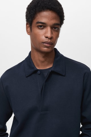 Sweat-shirt polo coton regular-fit - Bleu nuit