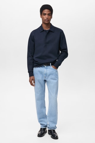 Sweat-shirt polo coton regular-fit - Bleu nuit