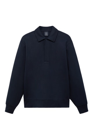 Sweat-shirt polo coton regular-fit - Bleu nuit