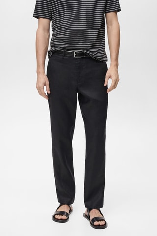 Pantalon 100 % lin slim fit - Noir
