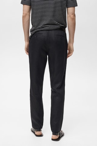 Pantalon 100 % lin slim fit - Noir