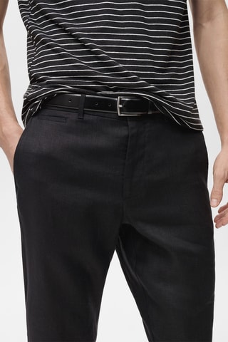 Pantalon 100 % lin slim fit - Noir