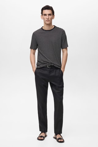 Pantalon 100 % lin slim fit - Noir