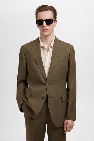 Veste costume Amalfi 100 % lin slim-fit - Kaki