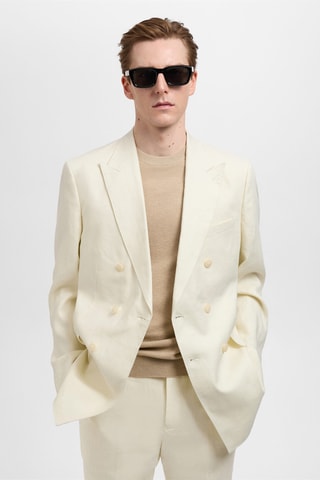 Veste costume croisée Amalfi 100 % lin slim-fit - Ivoire