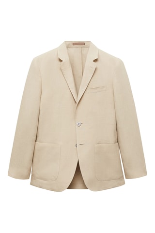 Veste 100 % lin poches plaquées - Marron