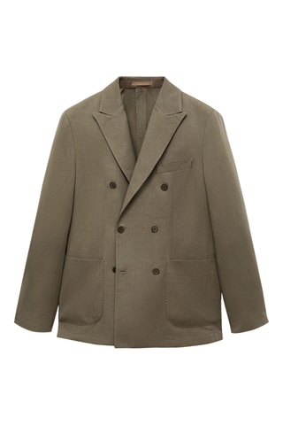 Veste costume croisée lin mélangé slim-fit - Gris