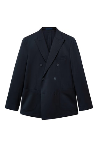 Veste costume croisée 100 % laine froide - Bleu