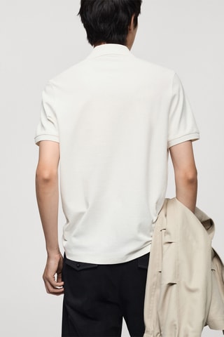 Polo 100 % coton brodé graphique poitrine - Blanc