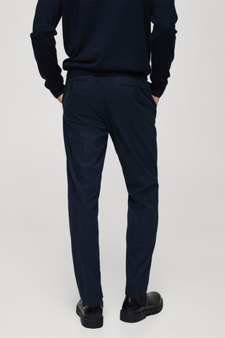 Pantalon en flanelle pied-de-poule - Bleu indigo