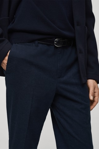 Pantalon en flanelle pied-de-poule - Bleu indigo