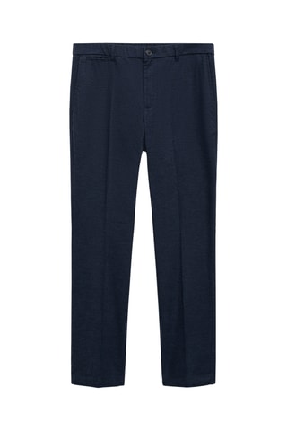 Pantalon en flanelle pied-de-poule - Bleu indigo