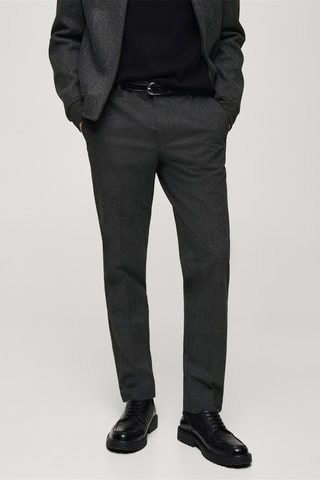 Pantalon en flanelle à motif Prince de Galles - Gris