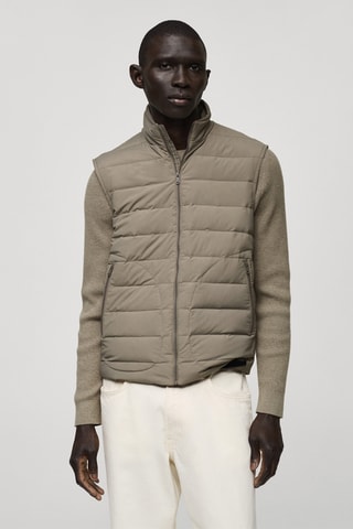 Gilet matelassé rembourrage duvet et plumes - Marron