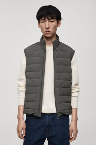 Gilet matelassé rembourrage duvet et plumes - Gris