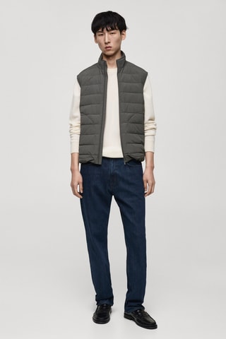 Gilet matelassé rembourrage duvet et plumes - Gris