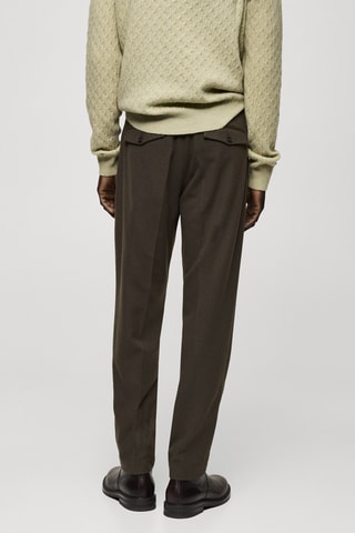 Pantalon laine flanelle pinces - Kaki