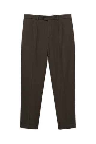 Pantalon laine flanelle pinces - Kaki