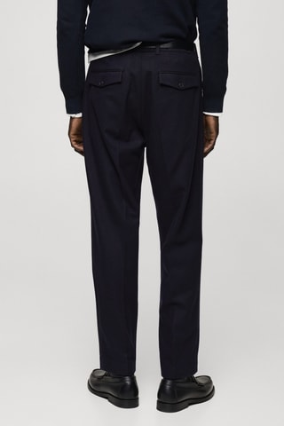 Pantalon laine flanelle pinces - Bleu marine