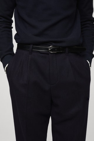 Pantalon laine flanelle pinces - Bleu marine