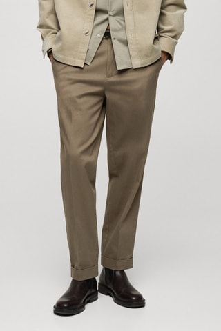 Pantalon à pinces et à revers - Kaki