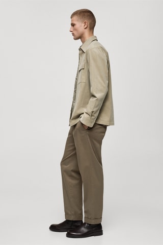 Pantalon à pinces et à revers - Kaki