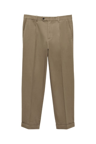 Pantalon à pinces et à revers - Kaki