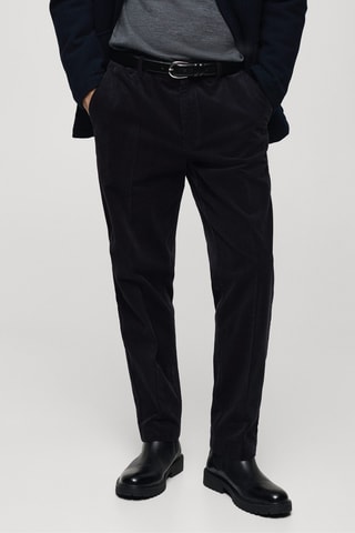 Pantalon velours côtelé regular-fit - Bleu marine