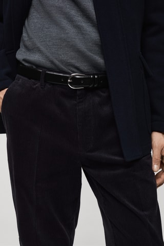 Pantalon velours côtelé regular-fit - Bleu marine