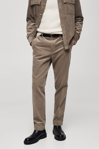 Pantalon velours côtelé regular-fit - Gris