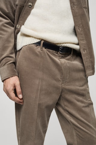 Pantalon velours côtelé regular-fit - Gris