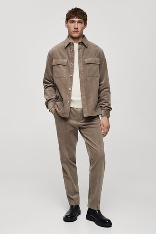 Pantalon velours côtelé regular-fit - Gris