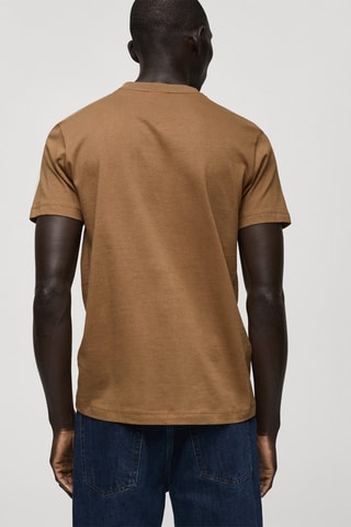 T-shirt col en V slim-fit 100 % coton - Marron