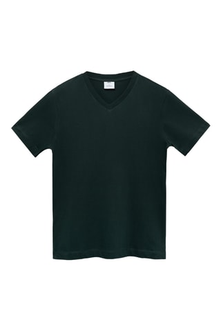T-shirt col en V slim-fit 100 % coton - Vert
