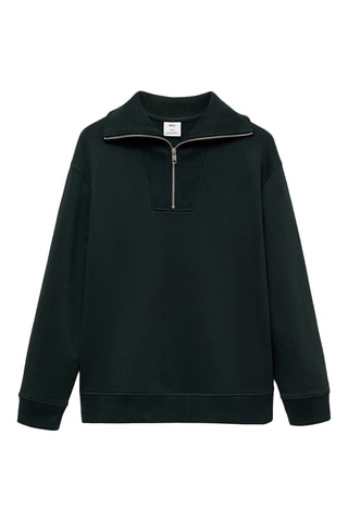 Sweat-shirt regular-fit col zippé - Vert