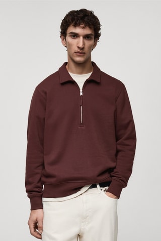 Sweat-shirt polo coton regular-fit - Bordeaux