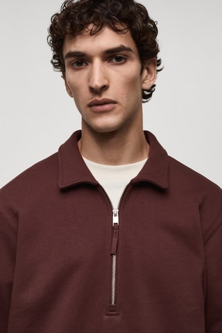 Sweat-shirt polo coton regular-fit - Bordeaux
