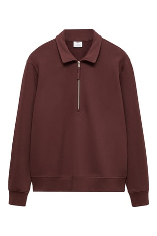 Sweat-shirt polo coton regular-fit - Bordeaux